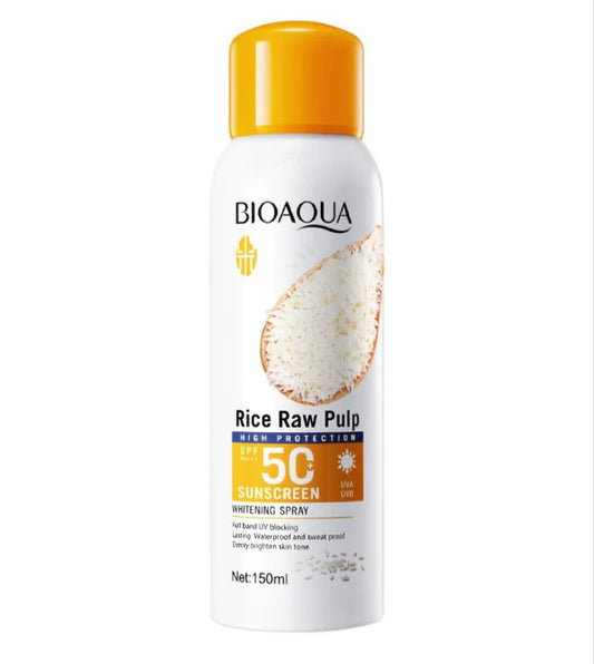 BIOAQUA Rice Raw Pulp SPF50+ PA+++ High Protection Sunscreen Whitening Spray UV Blocking Waterproof Sweatproof (150ml)