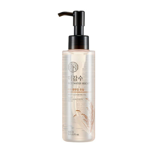 The Face Shop Rice Water Bright Rich Cleansing Oil - Gentle Korean Makeup Remover for Heavy Makeup (150ml)