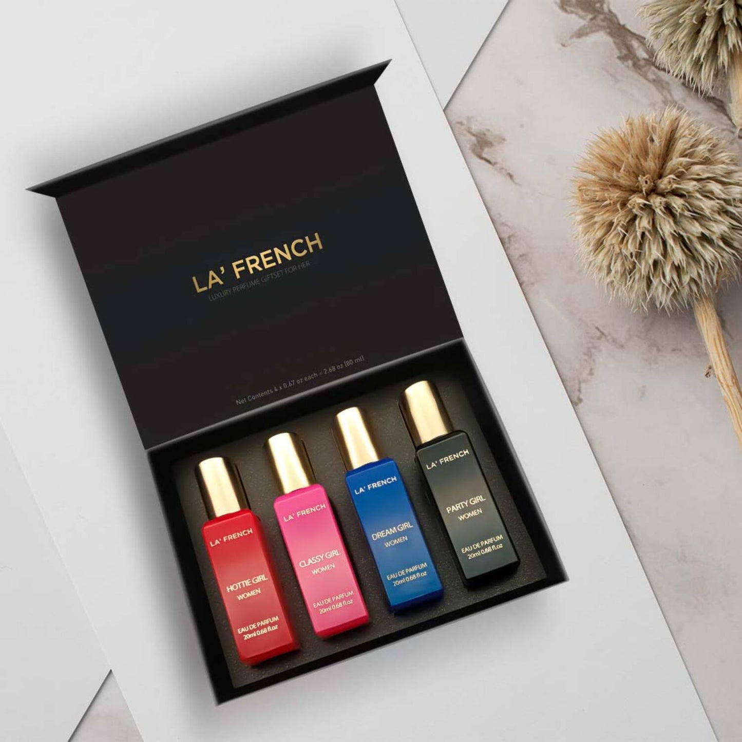 LA' French Party Girl, Dream Girl, Hottie Girl, Classy Girl Luxury Perfume Gift Set For Her (4Pcs)