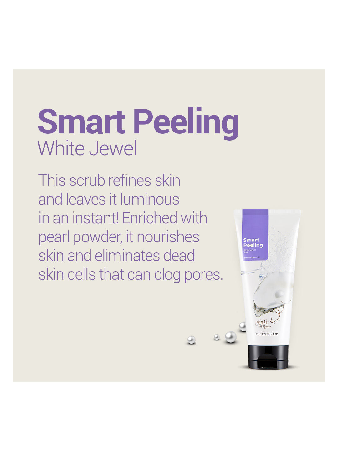 The Face Shop Smart Peeling White Jewel Perle, Brightening Face Scrub For Tan Removal (120ml)