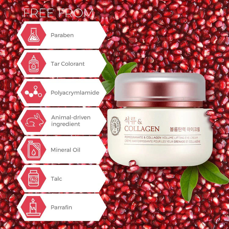 The Face Shop Pomegranate & 10% Collagen Korean Under Eye Cream for Dark Circles & Wrinkles (50ml)