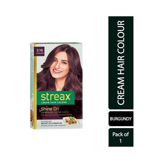 Streax Creme Hair Colour - 3.16 Burgundy (70g+50ml)
