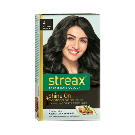 Streax Creme Hair Colour - 4 Natural Brown (70gm+50ml)