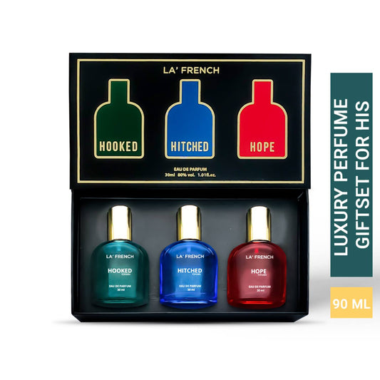 LA' French Hooked, Hitched & Hope Perfume Gift Set For Men (3Pcs)
