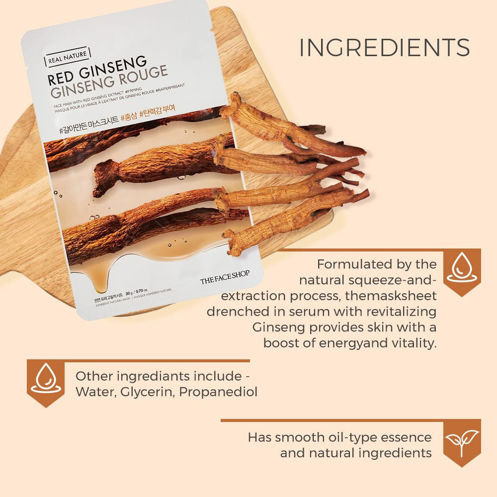 The Face Shop Real Nature Red Ginseng Face Mask (20g)