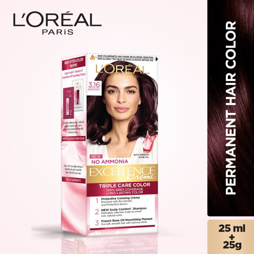 L'Oreal Paris Excellence Creme Triple Care Hair Color - 3.16 Burgundy.