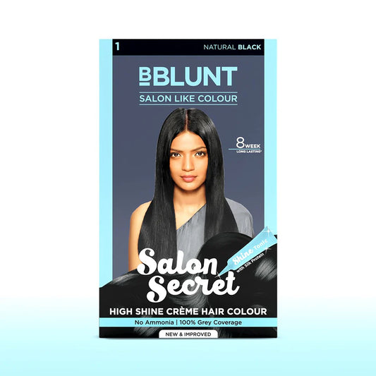 BBLUNT Salon Secret High Shine Crème Hair Colour - Natural Black- 100 g