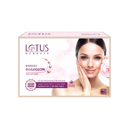 Lotus Herbals Radiant Bridal Glow Rose Gold Facial Kit (10gm+10gm+7gm+10gm+20gm)