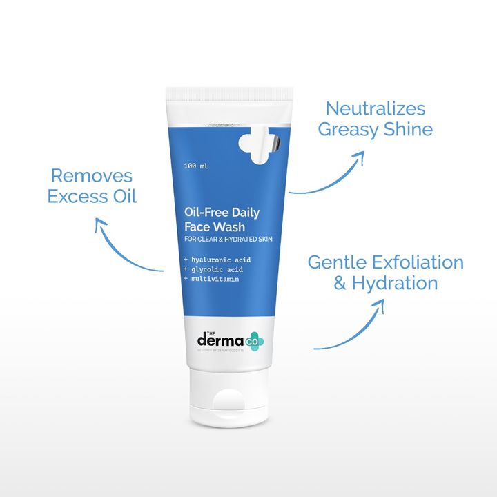Oil-Free Daily Face Wash With Hyaluronic Acid, Glycolic Acid & Multivitamins for Clear & Hydrated Skin (100 ml)