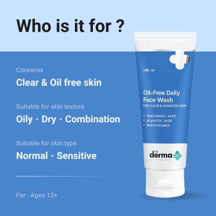 Oil-Free Daily Face Wash With Hyaluronic Acid, Glycolic Acid & Multivitamins for Clear & Hydrated Skin (100 ml)