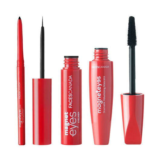 Faces Canada Magneteyes Range Trio Pack (Kajal + Eyeliner + Mascara) - Black
