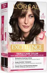 L'Oreal Paris Excellence Creme Hair Color, 4 Natural Brown -72ml+100g